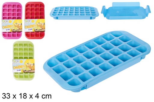 [104790] Ice bucket with tray 32 ice assorted colors 