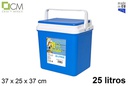 Nevera azul tapa plana 25 l.