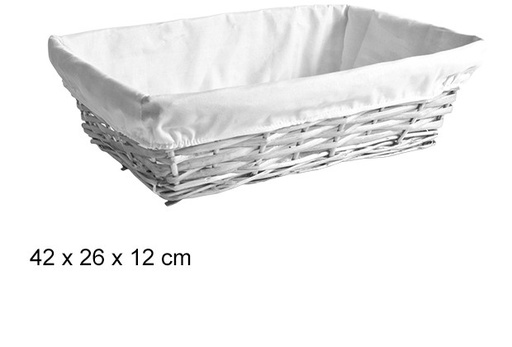 [107493] Rectangular silver basket lined with fabric 42x26 cm