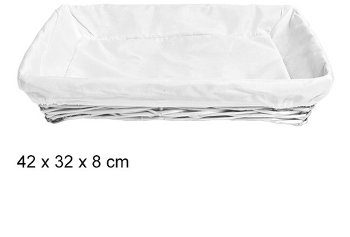 [107495] Cesta forrada rectangular prata 42x32 cm