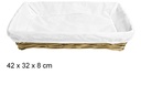 Cesta rectangular oro forrada 42x32 cm