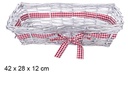 Cesta mimbre plata con lazo Navidad 42x28 cm