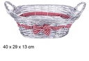 Cesta de Natal oval prata com laço 40x29 cm  