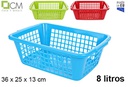 Cesta rejilla rectangular colores surtidos 8 l.