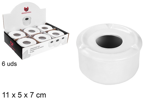 [105600] White round ceramic ashtray