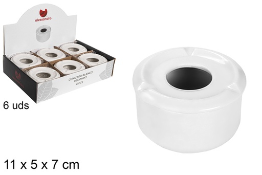 [105600] White round ceramic ashtray