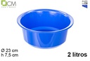 Barreño plástico redondo azul 2 l.