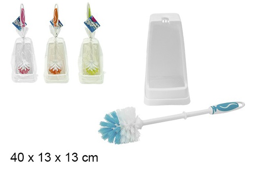 [104788] Porte-brosse de toilette carré avec manche coloré 40 cm