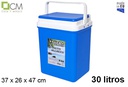 Nevera azul tapa plana 30 l. 