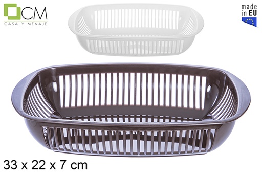 [107507] Cesto retangular castanho/branco 33x22 cm