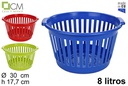 Cestino in plastica a rete tonda colori assortiti 8 l.