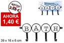 Percha metal para puerta con 4 pomos bath