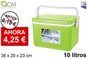 Nevera verde tapa plana 10 l.