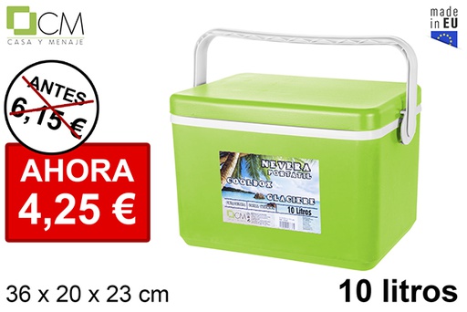 [107635] Nevera verde 10l tapa plana