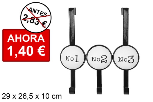 [104759] Metal hanger for door  with 3 hook numbers