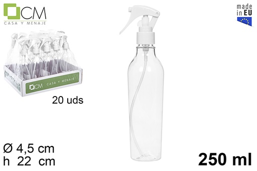 [107445] Botella plástico con pulverizador blanco 250 ml