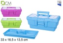 Caja plástico herramientas con bandeja colores surtidos 33 cm 13"
