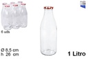 Botella cristal leche/zumo/agua 1 l.