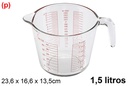 Jarra cristal medidora microondas 1,5 litros