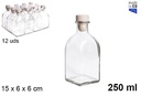 Botella cristal frasca tapón plástico 250 ml 