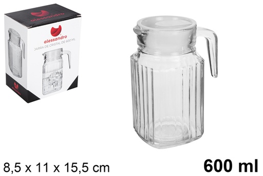 [100005] Brocca acqua in vetro coperchio bianco 600 ml