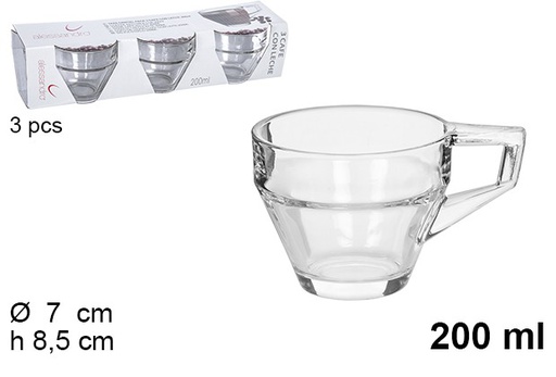 [106185] Taza cristal pack 3 cafe con leche 200ml