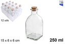 Botella cristal frasca natural tapón corcho 250 ml