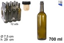 Botella cristal vino tapón corcho 700 ml