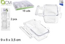 Pack 2 comederos pájaro plástico transparente