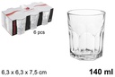 Pack 6 vasos cristal agua Hispania 140 ml