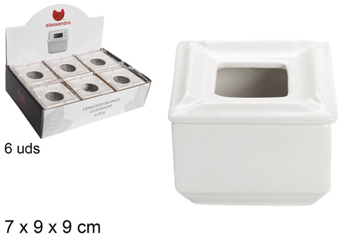 [105601] Posacenere quadrato in ceramica bianca