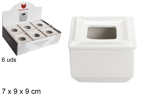 [105601] White square ceramic ashtray