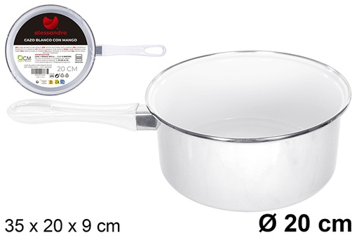[107663] White saucepan with handle 20 cm