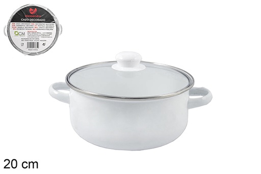 [107665] Olla blanca con tapa cristal 20 cm