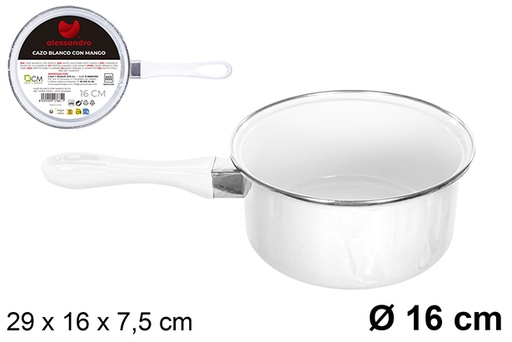 [107661] White saucepan with handle 16 cm