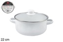 Olla blanca con tapa cristal 22 cm