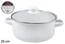 Olla blanca con tapa cristal 26 cm