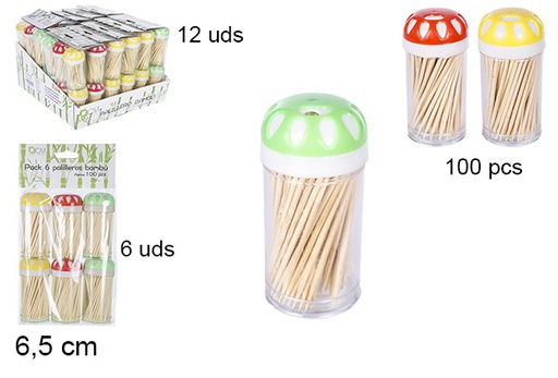 [105310] Pack 6 cure-dents en bambou 100 pièces