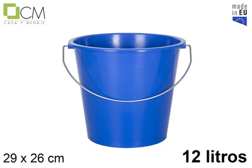 [103039] Blue PP bucket with iron handle 12 l.