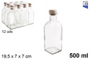 Botella cristal frasca tapón plástico 500 ml