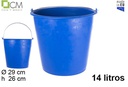 Cubo polietileno azul con asa de hierro 14 l.