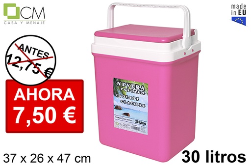 [107848] Nevera rosa 30l.tapa plana