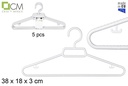 Pack 5 perchas de plástico blanco 38x18 cm