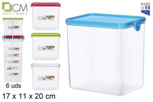 [107768] Boîte à lunch rectangulaire avec couvercle couleurs assorties 17x11 cm