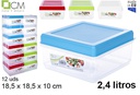 Fiambrera cuadrada tapa colores surtidos 2,4 l.