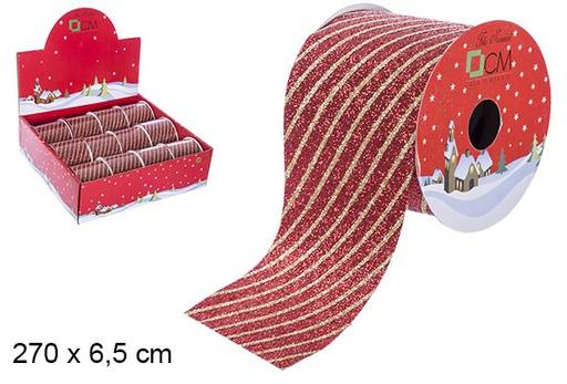 [107608] Cinta Navidad roja decorada 270x6,5 cm