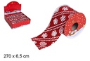 Cinta Navidad roja decorada 270x6,5 cm