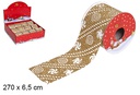 Cinta Navidad oro decorada 270x6,5 cm