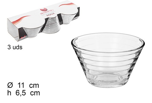 [107829] Pack 3 bols en verre Rock
