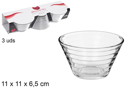 [107829] Pack 3 ciotole di vetro Rock